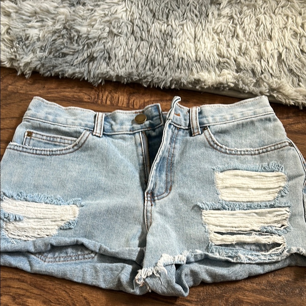 Billabong Light Blue Distressed Denim Shorts